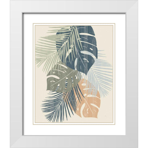 Monstera V White Modern Wood Framed Art Print with Double Matting by Adams, Sarah