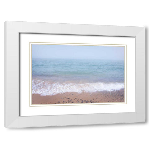 Whitefish Point Beach White Modern Wood Framed Art Print with Double Matting by Majchrowicz, Alan
