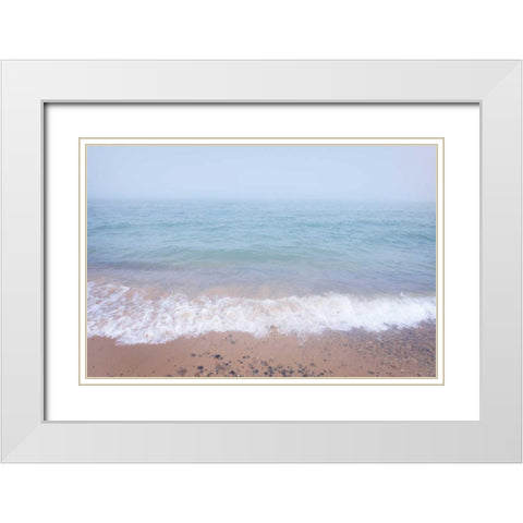 Whitefish Point Beach White Modern Wood Framed Art Print with Double Matting by Majchrowicz, Alan