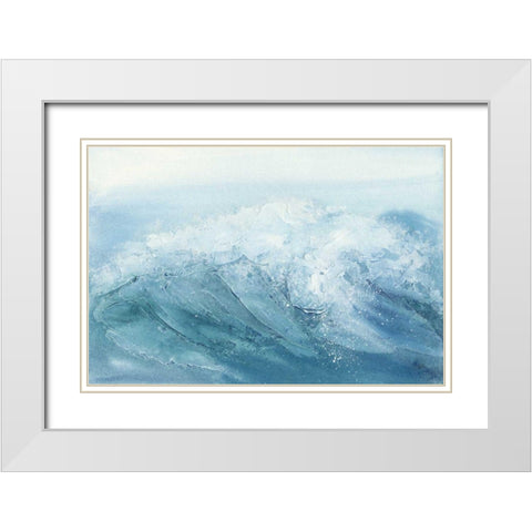Waves I White Modern Wood Framed Art Print with Double Matting by Paschke, Chris