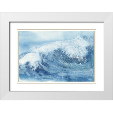 Waves IV White Modern Wood Framed Art Print with Double Matting by Paschke, Chris