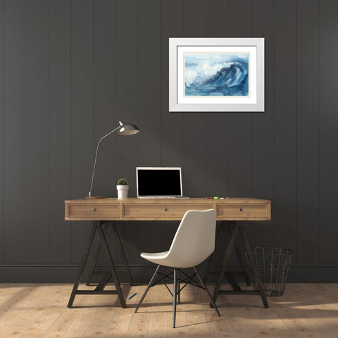 Waves V White Modern Wood Framed Art Print with Double Matting by Paschke, Chris