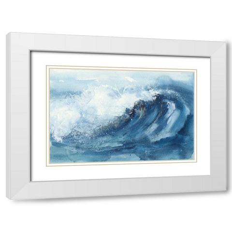 Waves V White Modern Wood Framed Art Print with Double Matting by Paschke, Chris