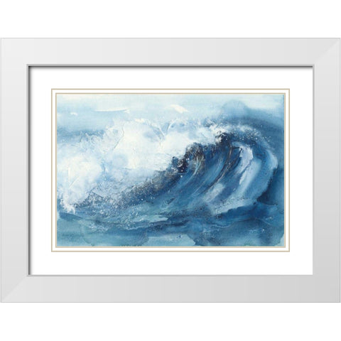 Waves V White Modern Wood Framed Art Print with Double Matting by Paschke, Chris