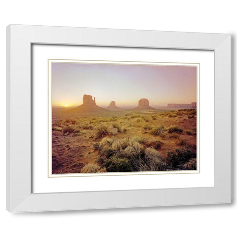 Dawn in the Desert White Modern Wood Framed Art Print with Double Matting by Goldstein, Ed