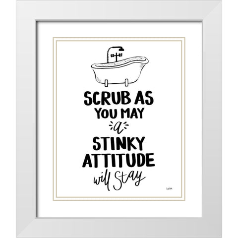 Bathroom Etiquette II White Modern Wood Framed Art Print with Double Matting by York, Leah