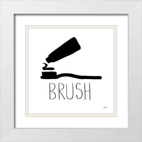 Bathroom Etiquette VI White Modern Wood Framed Art Print with Double Matting by York, Leah