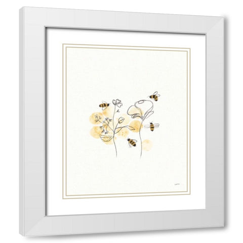 Bees and Botanicals III White Modern Wood Framed Art Print with Double Matting by York, Leah