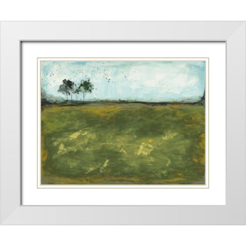 Over the Meadow Green White Modern Wood Framed Art Print with Double Matting by Prahl, Courtney