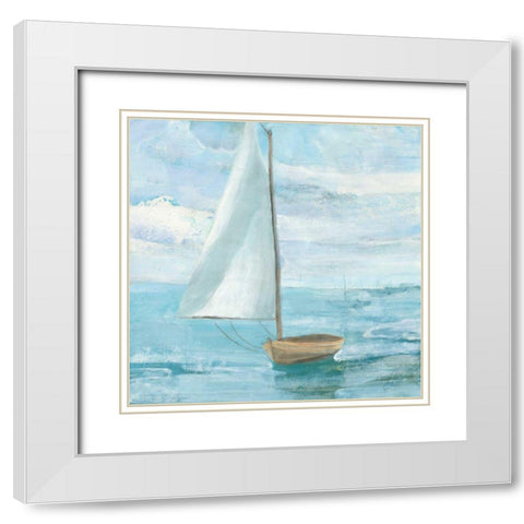 Silver Sail Bright White Modern Wood Framed Art Print with Double Matting by Hristova, Albena