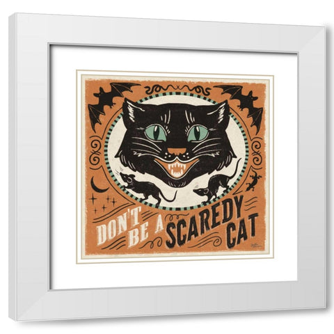 Scaredy Cats III White Modern Wood Framed Art Print with Double Matting by Penner, Janelle