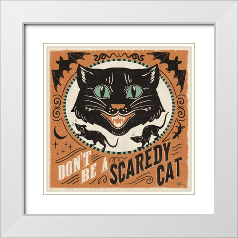 Scaredy Cats III White Modern Wood Framed Art Print with Double Matting by Penner, Janelle