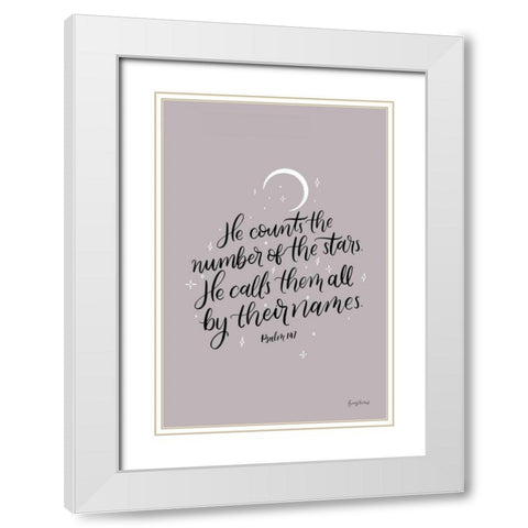 He Counts the Stars White Modern Wood Framed Art Print with Double Matting by Thorns, Becky