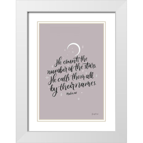 He Counts the Stars White Modern Wood Framed Art Print with Double Matting by Thorns, Becky