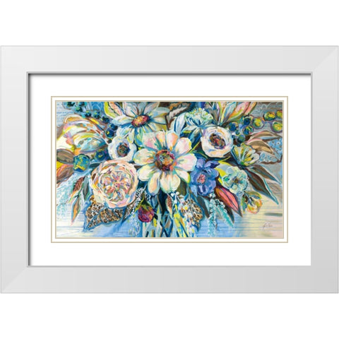 Unity Blue White Modern Wood Framed Art Print with Double Matting by Vertentes, Jeanette