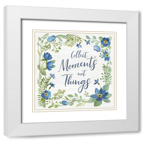 Botanical Blue V White Modern Wood Framed Art Print with Double Matting by Vassileva, Silvia