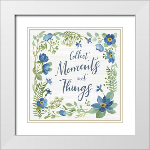 Botanical Blue V White Modern Wood Framed Art Print with Double Matting by Vassileva, Silvia