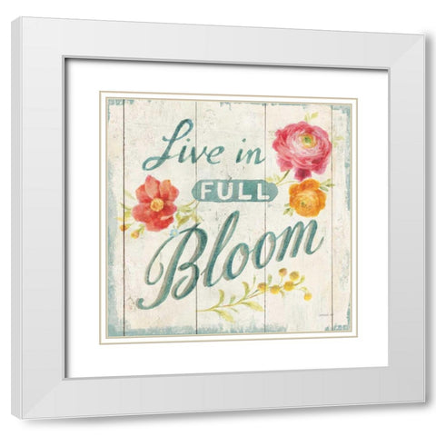 Full Bloom X Floral White Modern Wood Framed Art Print with Double Matting by Nai, Danhui