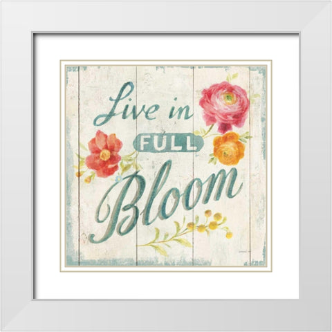 Full Bloom X Floral White Modern Wood Framed Art Print with Double Matting by Nai, Danhui