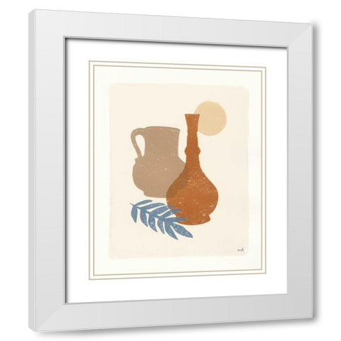 Oasis II Dusty Blue White Modern Wood Framed Art Print with Double Matting by Hershey, Moira