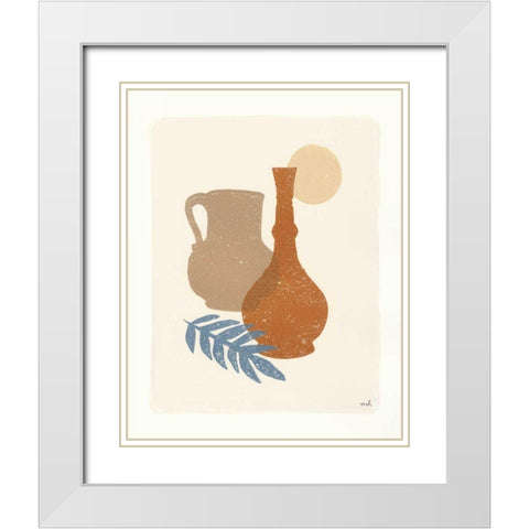 Oasis II Dusty Blue White Modern Wood Framed Art Print with Double Matting by Hershey, Moira