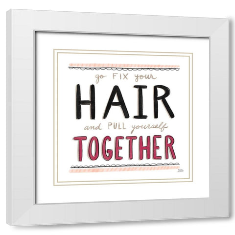 Fix Your Hair Black White Modern Wood Framed Art Print with Double Matting by Averinos, Melissa
