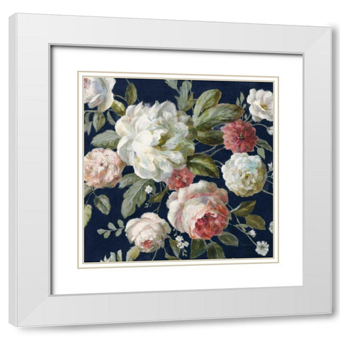 Gifts from the Garden Navy Crop White Modern Wood Framed Art Print with Double Matting by Nai, Danhui