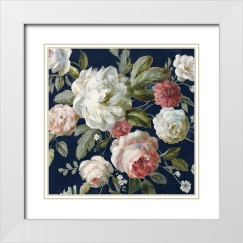 Gifts from the Garden Navy Crop White Modern Wood Framed Art Print with Double Matting by Nai, Danhui