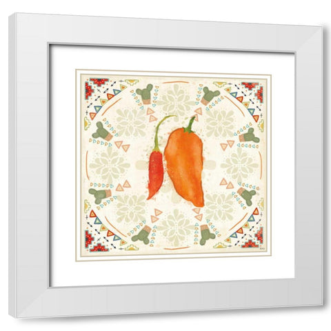 Tex Mex Fiesta VI White Modern Wood Framed Art Print with Double Matting by Charron, Veronique