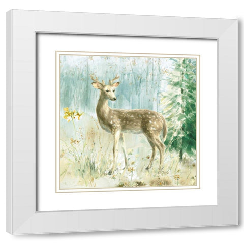 Meadows Edge III White Modern Wood Framed Art Print with Double Matting by Nai, Danhui