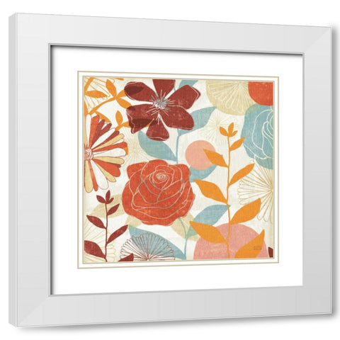 Floral Burst II Warm White Modern Wood Framed Art Print with Double Matting by Mullan, Michael