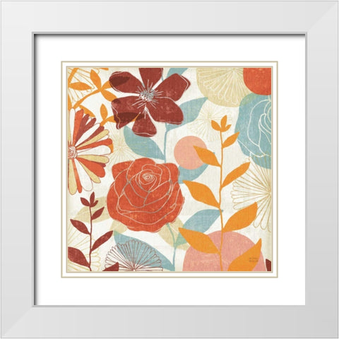 Floral Burst II Warm White Modern Wood Framed Art Print with Double Matting by Mullan, Michael