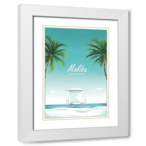 Malibu White Modern Wood Framed Art Print with Double Matting by Escalante, Omar
