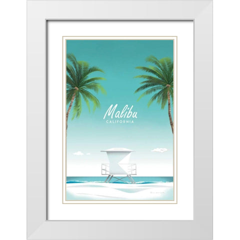 Malibu White Modern Wood Framed Art Print with Double Matting by Escalante, Omar