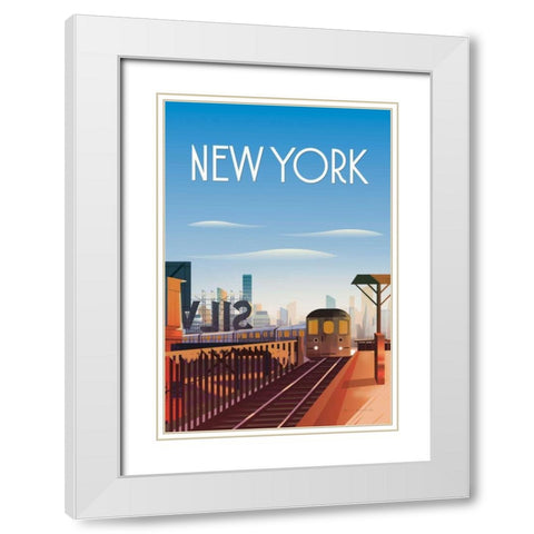 New York City White Modern Wood Framed Art Print with Double Matting by Escalante, Omar