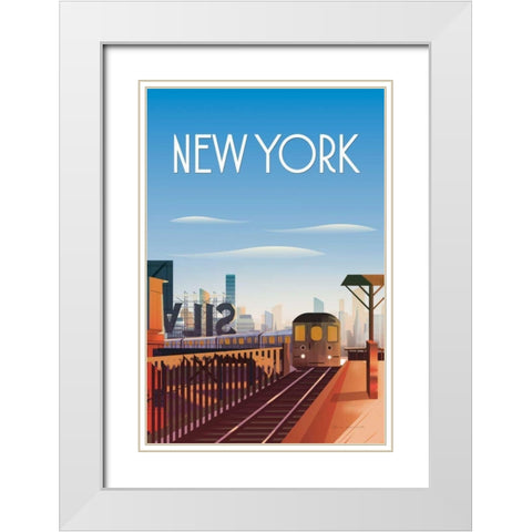 New York City White Modern Wood Framed Art Print with Double Matting by Escalante, Omar