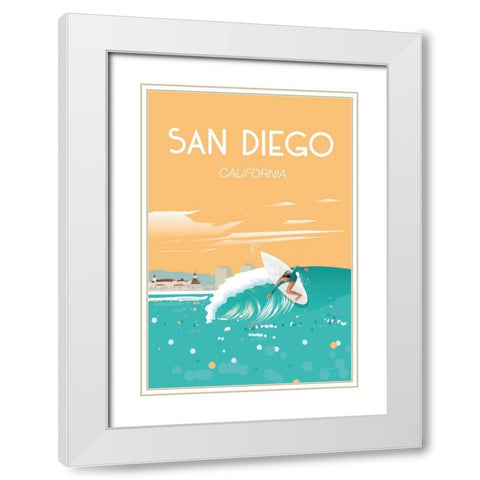 San Diego White Modern Wood Framed Art Print with Double Matting by Escalante, Omar