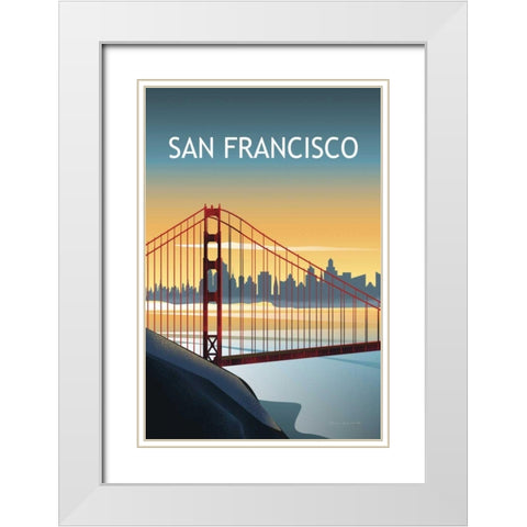San Francisco II White Modern Wood Framed Art Print with Double Matting by Escalante, Omar