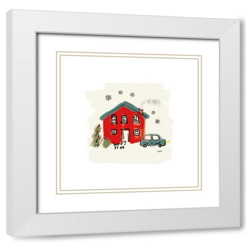 Winter Village VII White Modern Wood Framed Art Print with Double Matting by York, Leah