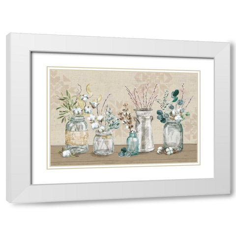 Cotton Bouquet I White Modern Wood Framed Art Print with Double Matting by Urban, Mary