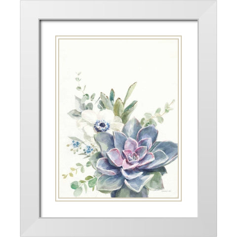 Desert Bouquet I White Modern Wood Framed Art Print with Double Matting by Nai, Danhui