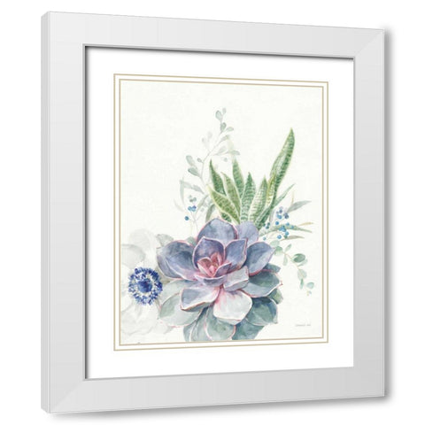 Desert Bouquet II White Modern Wood Framed Art Print with Double Matting by Nai, Danhui