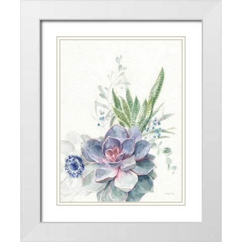 Desert Bouquet II White Modern Wood Framed Art Print with Double Matting by Nai, Danhui