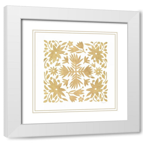 Otomi Floral Elegance II White Modern Wood Framed Art Print with Double Matting by Green, Nancy