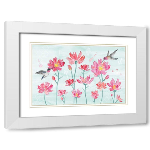 Flowers and Feathers I White Modern Wood Framed Art Print with Double Matting by June, Dina