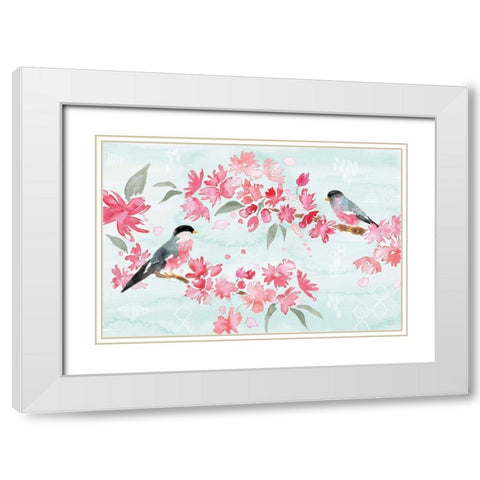 Flowers and Feathers II White Modern Wood Framed Art Print with Double Matting by June, Dina