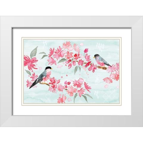 Flowers and Feathers II White Modern Wood Framed Art Print with Double Matting by June, Dina