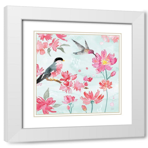 Flowers and Feathers III White Modern Wood Framed Art Print with Double Matting by June, Dina