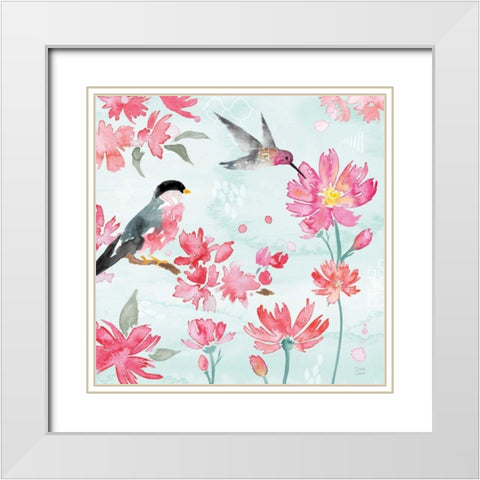 Flowers and Feathers III White Modern Wood Framed Art Print with Double Matting by June, Dina