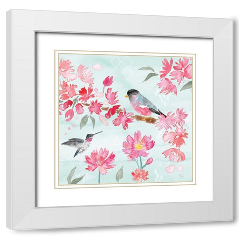 Flowers and Feathers IV White Modern Wood Framed Art Print with Double Matting by June, Dina